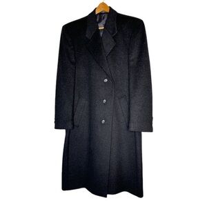 Dario Di Napoli Overcoat Men 42 R Mid-Length Black Cashmere Wool Blend Back Vent